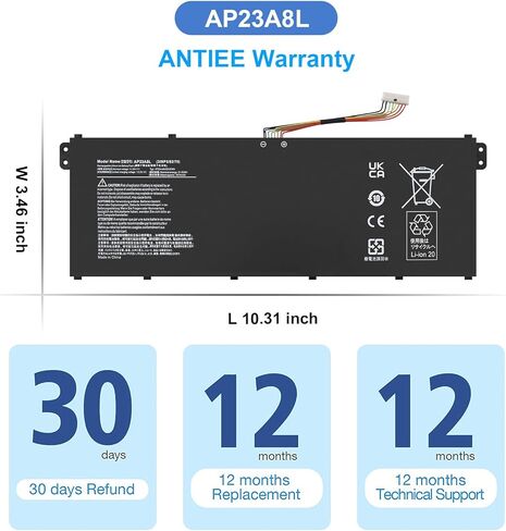 استبدال بطارية الكمبيوتر المحمول AP23A8L لجهاز Aspire Go 15 AG15-31P Aspire 3 A315-24P A317-55P Extensa 15 EX215-23 Series AP23A7L AP23A5L 53.05Wh 11.28V 4703mAh in Kuwait