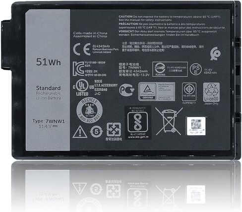 استبدال بطارية الكمبيوتر المحمول JOTACT 7WNW1 51Wh لجهاز Dell Latitude 7424 5424 5420 Rugged Extreme P85G P86G P85G001 P86G001 P137G P137G001 P137G002 Series GK3D3 DMF8C DMF0C 6NNCF DP3KF 11.4V 4342 مللي أمبير 3 خلايا in Kuwait