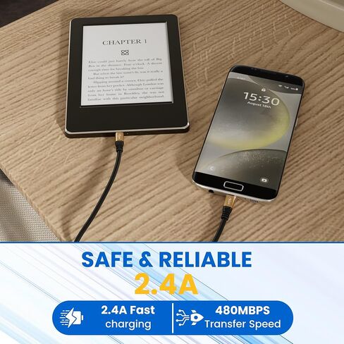 كابل Micro USB بطول 15 قدم، كابل USB 2.0 C طويل جدًا إلى سلك Micro يدعم الشحن ونقل البيانات، استبدال سلك شاحن Kindle وPS4، كابل هاتف Android لهاتف Samsung Galaxy S7 Edge S6 S5 والمزيد in Kuwait
