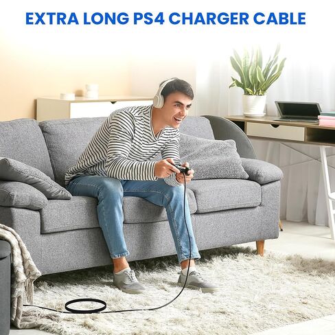 كابل Micro USB بطول 15 قدم، كابل USB 2.0 C طويل جدًا إلى سلك Micro يدعم الشحن ونقل البيانات، استبدال سلك شاحن Kindle وPS4، كابل هاتف Android لهاتف Samsung Galaxy S7 Edge S6 S5 والمزيد in Kuwait