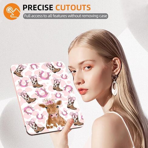 Floral Highland Cow Cowgirl Case for iPad 7th/8th/9th Generation (2019/2020/2021) 10.2" with Trifold Stand Leather Cover, Auto Sleep/Wake, TPU Back Case with Pencil Holder for Girls & Women in Saudi Arabia