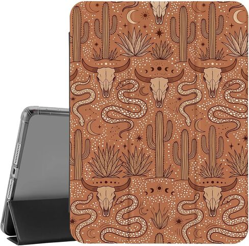Floral Highland Cow Cowgirl Case for iPad 7th/8th/9th Generation (2019/2020/2021) 10.2" with Trifold Stand Leather Cover, Auto Sleep/Wake, TPU Back Case with Pencil Holder for Girls & Women in Saudi Arabia