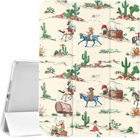 Floral Highland Cow Cowgirl Case for iPad 7th/8th/9th Generation (2019/2020/2021) 10.2" with Trifold Stand Leather Cover, Auto Sleep/Wake, TPU Back Case with Pencil Holder for Girls & Women in Saudi Arabia