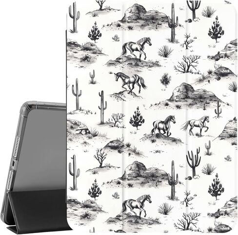 Floral Highland Cow Cowgirl Case for iPad 7th/8th/9th Generation (2019/2020/2021) 10.2" with Trifold Stand Leather Cover, Auto Sleep/Wake, TPU Back Case with Pencil Holder for Girls & Women in Saudi Arabia