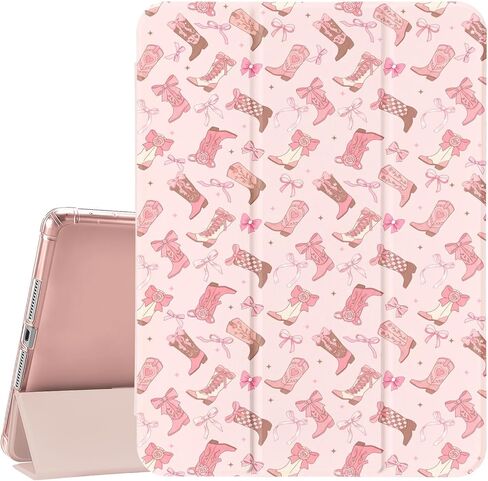 Floral Highland Cow Cowgirl Case for iPad 7th/8th/9th Generation (2019/2020/2021) 10.2" with Trifold Stand Leather Cover, Auto Sleep/Wake, TPU Back Case with Pencil Holder for Girls & Women in Saudi Arabia