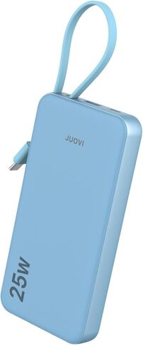 JUOVI 25w Portable Charger 10000mAh Power Bank with Built-in USB C Cable, Battery Pack Charger Portable LED Display Tavel Essential Phone Charger Compatible with iPhone 17/16/15 Series, Samsung, iPad in Kuwait