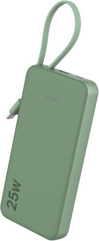 JUOVI 25w Portable Charger 10000mAh Power Bank with Built-in USB C Cable, Battery Pack Charger Portable LED Display Tavel Essential Phone Charger Compatible with iPhone 17/16/15 Series, Samsung, iPad in Saudi Arabia