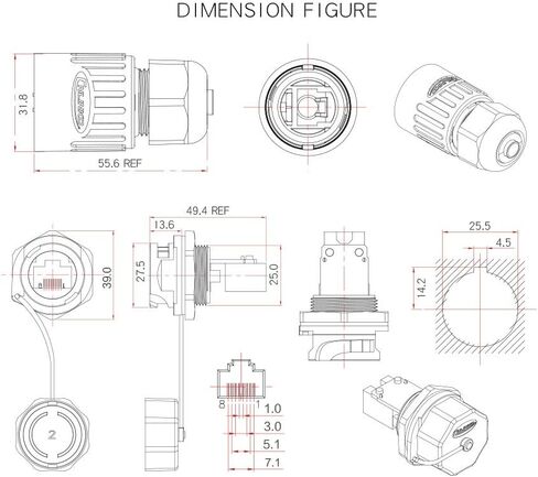 CNLINKO RJ45 موصل إيثرنت صناعي، مقبس مقبس أوعية تثبيت على اللوحة، IP67 مقاوم للماء في الهواء الطلق، بيانات سريعة in Kuwait