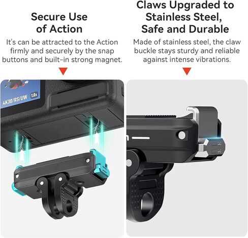حامل محول مغناطيسي سريع الفك لملحقات DJI Osmo Action 5 Pro، دعامة توسيع من سبائك الألومنيوم قابلة للطي بشقين مع حامل قاعدة معدنية ملولبة 1/4 بوصة لـ DJI Osmo 360/Action 4/3 in Kuwait
