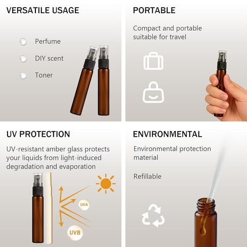 Elfenstall- 25 Pack Set 10ML Protable Refill Bulk Atomizer Spray Travel Perfume Bottle Hydrating Empty Bottle (Amber) in Saudi Arabia