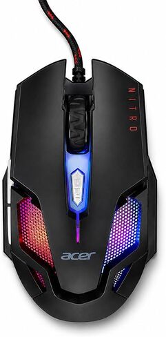 ماوس الألعاب Acer Nitro III: ماوس الألعاب الضوئية 6D مع معدل اقتراع مرتفع يبلغ 125 ميجاهرتز | 7 مصابيح تنفس ملونة مع شعار ونمط LED | 6 تحولات DPI اختيارية (800-7200) | 6 أزرار in Saudi Arabia