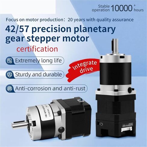 DC 24V 42mm Nema 17 Precision Planetary Gear Box Reducer Electronic Starter Stepper Geared Stepping Motors with Gearbox(Reduction Ratio 25,Driver-UM244(Pulse)) in Kuwait