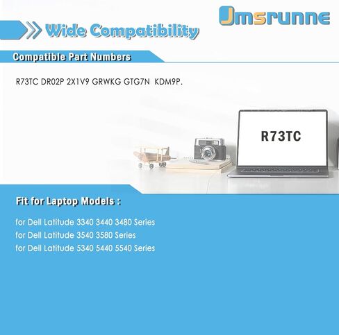 استبدال بطارية الكمبيوتر المحمول 54Wh R73TC لـ Dell Latitude 3340 3440 3450 3540 3550 5340 5350 5440 5450 5540 5550 7455 Precision 3580 3590 3480 3490 P181G P182G Series V042N 0V042N 11.4 فولت in Kuwait