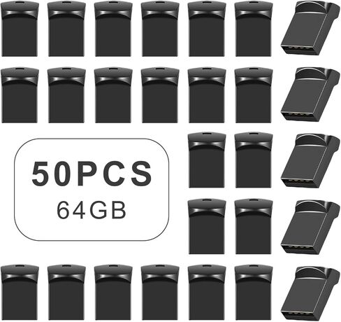 مجموعة 50 حزمة من محركات أقراص فلاش USB صغيرة الحجم بشعار مخصص سعة 64 جيجابايت، محركات أقراص فائقة الإبهام، محرك أقراص ذاكرة USB، محرك أقراص USB (رمادي - 50 حزمة، 64 جيجابايت) in Kuwait