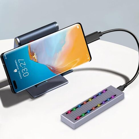حاوية SSD من النوع C M.2 NVMe PCIe NGFF USB3.1 Gen2 10 جيجابت في الثانية، حاوية SSD محمولة مع RGB s، متوافقة مع 2230 2242 2260 2280 للكمبيوتر المحمول والتلفزيون in Kuwait