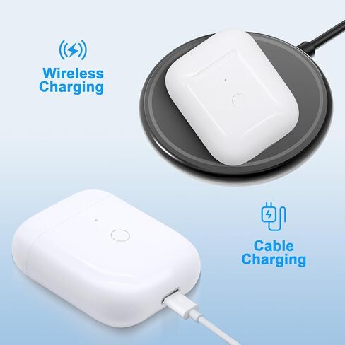 حافظة شحن لاسلكية متوافقة مع AirPods 1 & 2، بديل لعلبة شاحن AirPod مع زر مزامنة بلوتوث، بطارية شحن سريع 680 مللي أمبير في الساعة، ضوء مؤشر in Kuwait