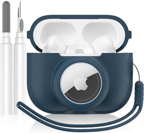 2 in 1 Silicone Case Compatible with AirPods Pro 2 and AirTag, Shockproof Protective Case Cover for AirPods Pro 2nd Generation with Cleaner Kit & Lanyard (Red) in Kuwait