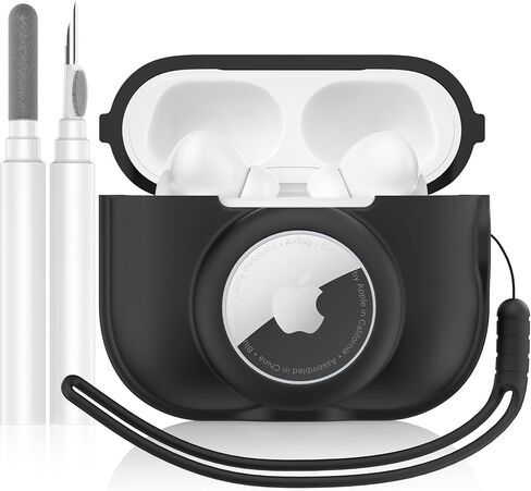 2 in 1 Silicone Case Compatible with AirPods Pro 2 and AirTag, Shockproof Protective Case Cover for AirPods Pro 2nd Generation with Cleaner Kit & Lanyard (Red) in Kuwait