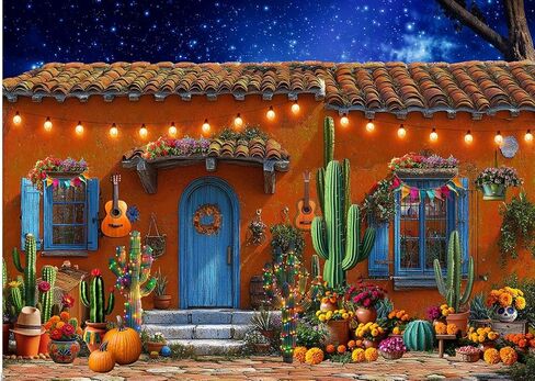 7x5ft MexicanTheme Backdrop Mexican Fiesta Backdrop Cabin House Party Decoraitons Mexican Cabin House Photography Background Drop Cinco De MayoParty Decorations Photo Booth Props in Kuwait