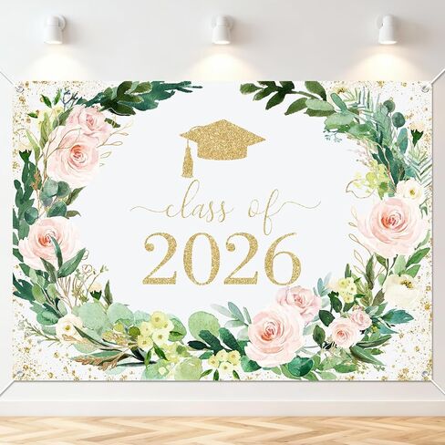 Avezano الأزهار التخرج خلفية زهرة إكليل زخارف حفلة التخرج 2026 Congrats Grad فئة 2026 التقطت الصور خلفية حفلة موسيقية راية لوازم in Kuwait