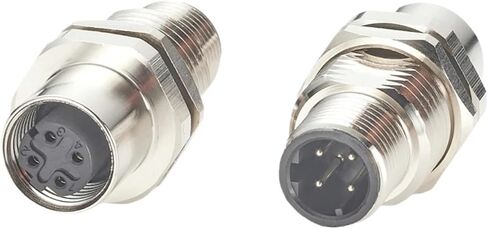 M12 D-Code 4 دبوس ذكر إلى أنثى موصل تغذية الحاجز Cat5 إيثرنت محمي تمرير من خلال لوحة جبل المقبس (1 قطعة) in Kuwait