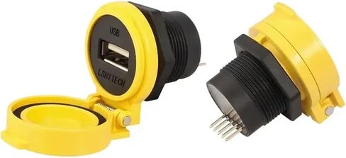 LU22 Waterproof Data Adapter Female Socket Panel Mount Double Head Coupler USB2.0 USB3.0 Type A USB Connector + Flap(USB2.0 Solder 2.54mm,Metal Nut,Black Cap) in Kuwait