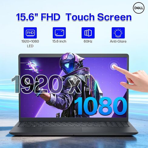 كمبيوتر محمول Dell 15 بشاشة تعمل باللمس للأعمال، 16 جيجابايت DDR4، 512 جيجابايت SSD AMD Ryzen 7 7730U (8 نواة)، شاشة FHD مقاس 15.6 بوصة، بلوتوث 5، كاميرا ويب عالية الدقة، Windows 11 (متجدد) in Kuwait