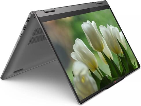 Lenovo Ideapad 5 14 بوصة 2 في 1 WUXGA كمبيوتر محمول بشاشة تعمل باللمس، 8 النواة AMD Ryzen 7 8845HS، ذاكرة وصول عشوائي LPDDR5 سعة 16 جيجابايت، 1 تيرابايت SSD، بصمة الإصبع، لوحة مفاتيح بإضاءة خلفية، قلم ستايلس، ويندوز 11 هوم، لونا جراي، حامل كمبيوتر محمول ق in Kuwait
