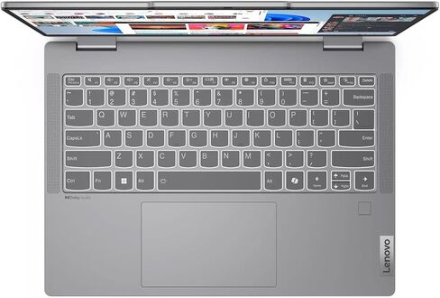 Lenovo Ideapad 5 14 بوصة 2 في 1 WUXGA كمبيوتر محمول بشاشة تعمل باللمس، 8 النواة AMD Ryzen 7 8845HS، ذاكرة وصول عشوائي LPDDR5 سعة 16 جيجابايت، 1 تيرابايت SSD، بصمة الإصبع، لوحة مفاتيح بإضاءة خلفية، قلم ستايلس، ويندوز 11 هوم، لونا جراي، حامل كمبيوتر محمول ق in Kuwait