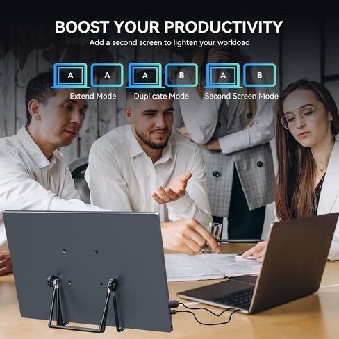شاشة محمولة تعمل باللمس مقاس 16 بوصة، شاشة ثانية خارجية FHD 1920x1200 IPS، شاشة USB-C HDMI لأجهزة الكمبيوتر المحمول ومحول الهاتف PS5 Xbox Mac in Kuwait