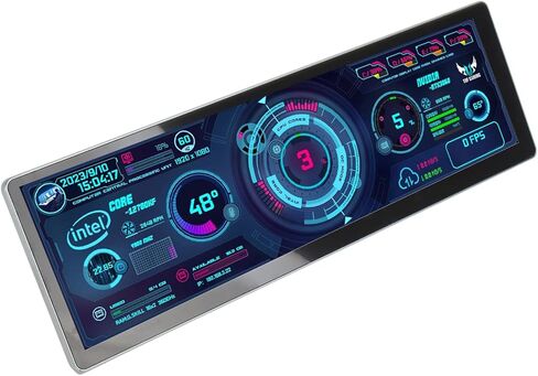 14.5 Inch 2.5K Touchscreen Bar Monitor, 2560×720 IPS Portable LCD Screen with 10-Point Touch, 60Hz Refresh Rate, Fully Laminated Cover Plate, CNC Aluminum Alloy Shell Process (Metal casing) in Saudi Arabia