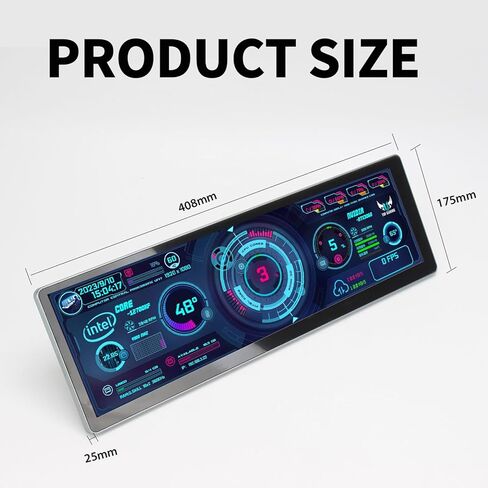 14.5 Inch 2.5K Touchscreen Bar Monitor, 2560×720 IPS Portable LCD Screen with 10-Point Touch, 60Hz Refresh Rate, Fully Laminated Cover Plate, CNC Aluminum Alloy Shell Process (Metal casing) in Saudi Arabia