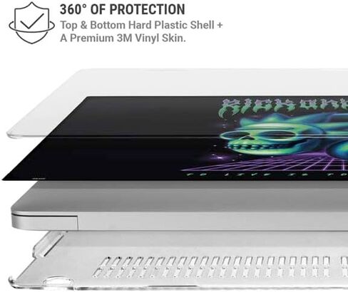 حقيبة كمبيوتر محمول Skinit Plus متوافقة مع جهاز MacBook Air 15in (2023) - تصميم جماجم ريك ومورتي نيون للبالغين مرخص رسميًا in Saudi Arabia