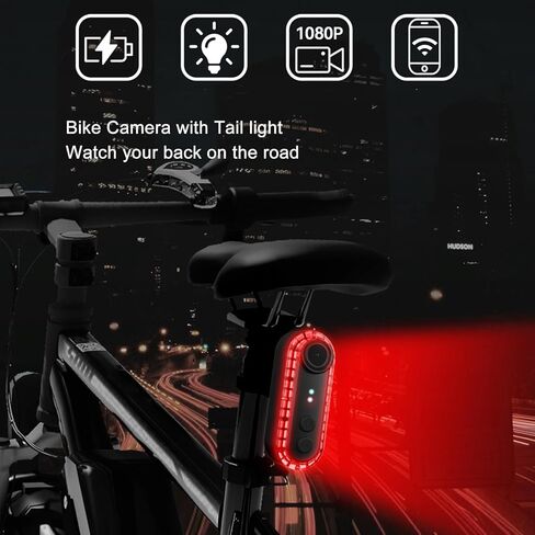 كاميرا Luocute Bike مع ضوء خلفي، كاميرا رؤية خلفية 1080P 150 درجة زاوية واسعة IPX6 Water 6H تسجيل حلقة عمر البطارية، مع مراقبة تطبيق الهاتف الذكي في الوقت الحقيقي، لجبال الطريق in Kuwait