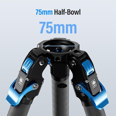 SIRUI SVT75 Lite Carbon Fiber Video Tripod, 8.3"-60.2" Height, 25kg/55.1lbs Load, 3-Buckle One-Step Adjustment, 75mm Half-Bowl, Removable Feet for DSLR Camcorder Cinematic Filming in Kuwait
