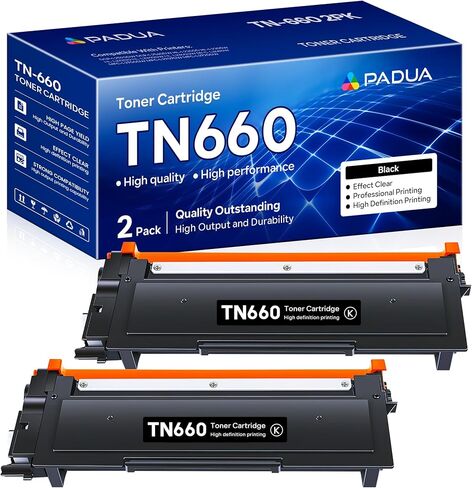 خرطوشة حبر بديلة TN-660 TN660 عالية الإنتاجية لطابعة Brother TN660 TN 660 DCP-L2540DW HL-L2320D HL-L2340DW MFC-L2700DW MFC-L2720DW MFC-L2740DW HL-L2380DW (عبوتان) in Kuwait