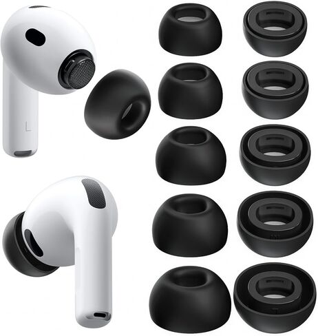 5 Pairs Replacement Ear Tips Compatible with AirPods Pro 3, Soft Silicone Earbud Caps with Integrated Mesh Screen, Noise Isolating & Secure Fit Design,(XXS/XS/S/M/L) Multi-Size Pack for Daily in Kuwait