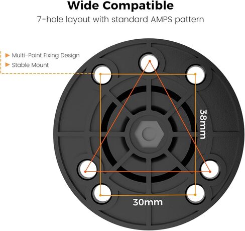 OHLPRO 1 inch Ball Mount Base with 7-Hole AMPS Round Plate Mounting Adapter Compatible with RAM Mounts B Size Double Socket Arm and Devices Compatible with 1" Ball in Kuwait
