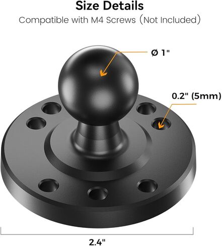 OHLPRO 1 inch Ball Mount Base with 7-Hole AMPS Round Plate Mounting Adapter Compatible with RAM Mounts B Size Double Socket Arm and Devices Compatible with 1" Ball in Kuwait