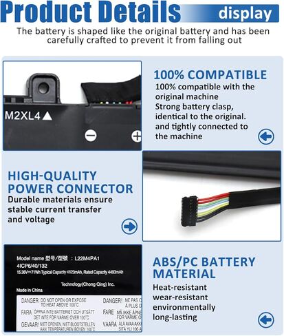 L22M4PA1 L22C4PA1 L22D4PA1 71Wh Battery Replacement for Lenovo Yoga 7 14ARP8 14IRL8 16IRL8 16ARP8 Yoga 7 2-in-1 14IML9 14AHP9 16IML9 16AHP9 Series 4623mAh 15.36V 4-Cell in Kuwait
