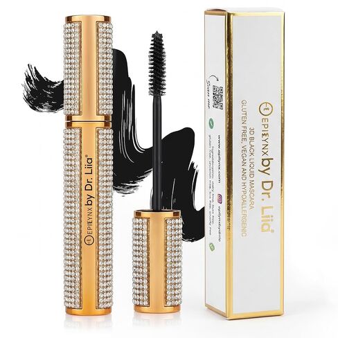 EpiLynx من Dr. Liia ماسكارا ألياف كثيفة ثلاثية الأبعاد، ماسكارا سوداء، ماسكارا سائلة لتطويل الرموش - خالية من الغلوتين، نباتية in Kuwait