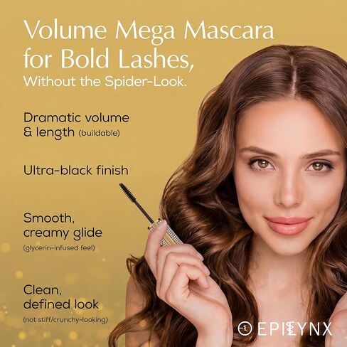 EpiLynx من Dr. Liia ماسكارا ألياف كثيفة ثلاثية الأبعاد، ماسكارا سوداء، ماسكارا سائلة لتطويل الرموش - خالية من الغلوتين، نباتية in Kuwait