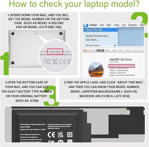 A2669 A2681 بطارية الكمبيوتر المحمول 52.6Wh بديلة لجهاز MacBook AIR 13 بوصة M2 2022 A2681 (EMC 4074) 661-26150 MLY23LL/A MLXX3LL/A MLXW3LL/A MLY33LL/A MLY43LL/A Series 11.54V in Kuwait