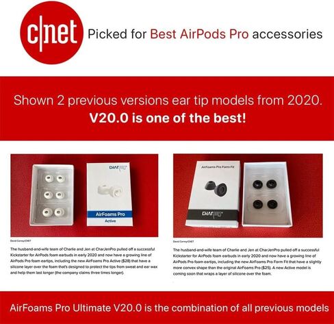 AirFoams Pro Ultimate V20.0 Memory Foam Lifetime Replacement Ear Tips for AirPods Pro 3 – Anti Slip, All Day Comfort, Stays Secure in Ear, Better Sound, Noise Cancelling (3 Pairs Included - S/M/L) in Kuwait