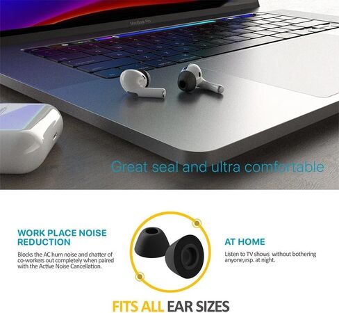 AirFoams Pro Ultimate V20.0 Memory Foam Lifetime Replacement Ear Tips for AirPods Pro 3 – Anti Slip, All Day Comfort, Stays Secure in Ear, Better Sound, Noise Cancelling (3 Pairs Included - S/M/L) in Kuwait