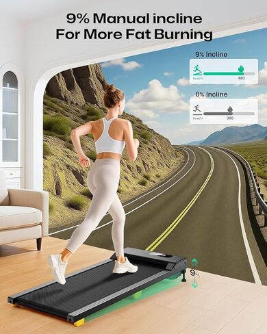 UREVO Walking Pad with Auto Incline, Max 9% 3 Stage Incline Under Desk Treadmill, 2.5HP Inclined Walking Treadmill for Home with Remote Control and LED Display in Saudi Arabia
