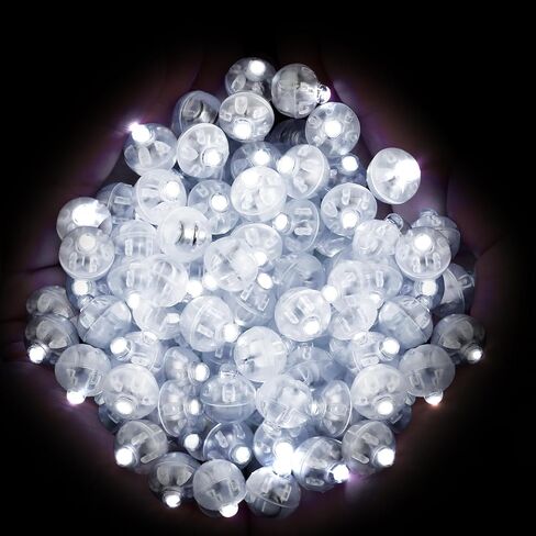 نيو لونز® 100 قطعة/المجموعة 100 × مصباح LED دائري ابيض على شكل كرة فلاش مصباح بالون ضوء وقت استعداد طويل لفانوس ورقي وبالونات زينة حفلات الزفاف in Kuwait