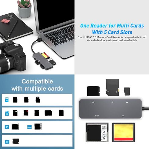 قارئ بطاقات متعدد TypeC3.0 لبطاقة CFasts CFXD SDTF مع قارئ نقل بيانات سريع السرعة CFasts CFXD SDTF in Kuwait