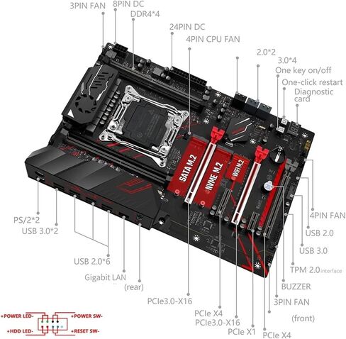 X99 MR9A PRO MAX Motherboard Support TPM2.0 LGA 2011-3 E5 V3&V4 CPU DDR4 Memory NVME USB3. ATX in Kuwait