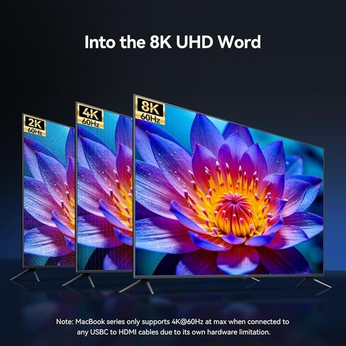 كابل SAMZHE USB C إلى HDMI بطول 5 أقدام، يدعم 8K@60 هرتز، 4K@240 هرتز، سلك مجدول عالي السرعة من النوع C إلى HDMI 2.1، Thunderbolt 3/4/5 متوافق مع سلسلة iPhone 15/16/17، MacBook، iPad، Surface، Galaxy، XPS in Kuwait